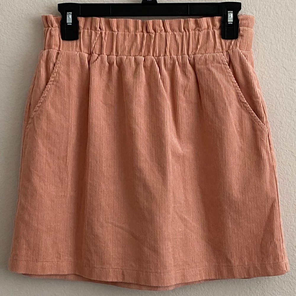 Copper Key Corduroy Paperbag Waist Mini Skirt